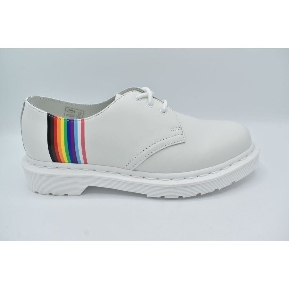 Dr Martens 1461 Womens Size 8 Pride Rainbow Derby White Leather LGBTQ+ Shoes - Picture 5 of 11